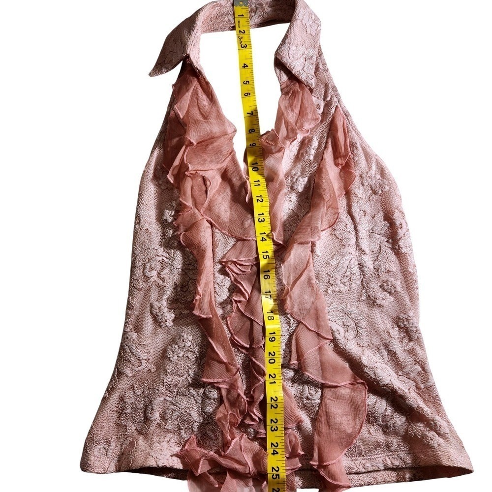 Casadei Blush Pink Lace & Chiffon 2-Piece asymemtrical hem Dress Set Large - Picture 8 of 13